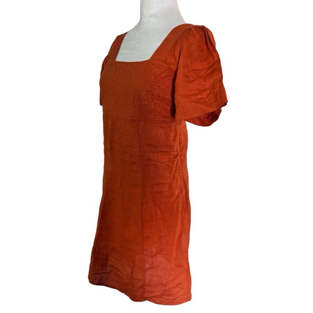 Madewell Linen Square Neck Mini Dress Dark Copper Size 0 - Picture 8 of 12